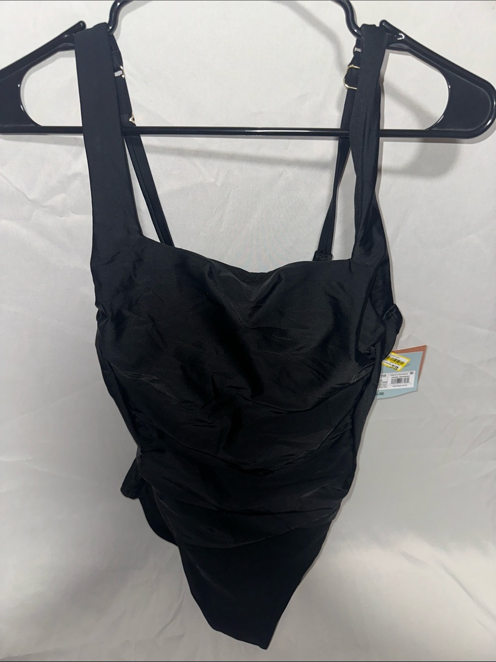 Shade & Shore Black Ruched One-Piece Swimsuit